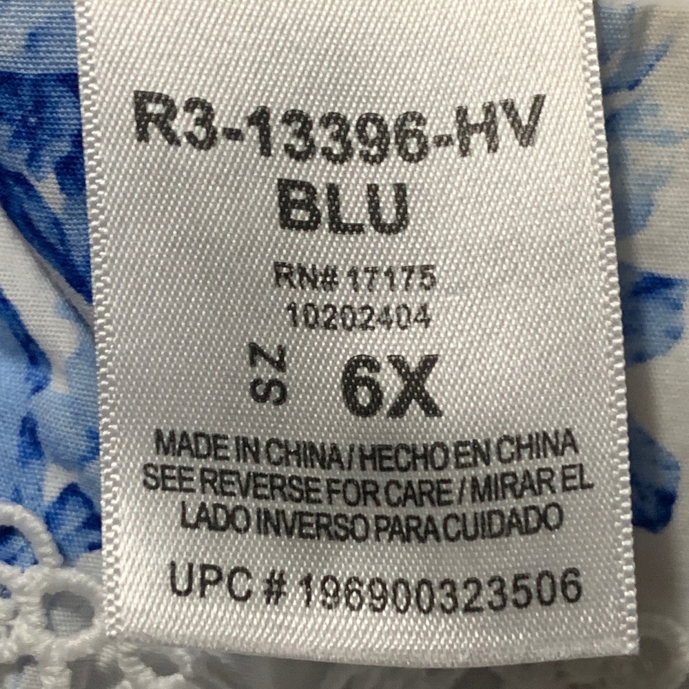 Bonnie Jean Dress Girls 6X R3-13396-HV Blue Floral Ruffle Crochet Lace EUC - Picture 6 of 16